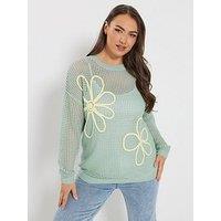 Yours Curve Cornelle Floral Jumper - Blue