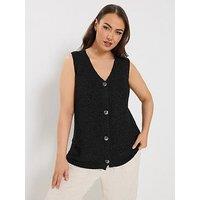 Yours Curve Knitted Waistcoat - Black