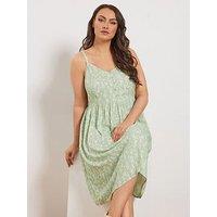 Yours Curve Strappy Sundress - Green