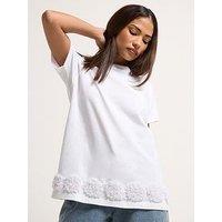 Pixiegirl Petite Flower Hem T-Shirt - White