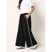 Pixiegirl Petite Side Stripe Wide Leg Trousers - Black