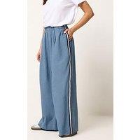 Pixiegirl Petite Side Stripe Wide Leg Trousers - Blue