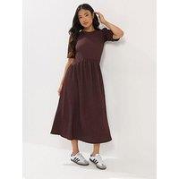 Pixiegirl Petite Textured Midi Dress - Brown