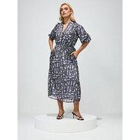 Yours Curve Animal Print Shirt Dress - Blue