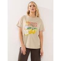 Long Tall Sally Oversized Print T-Shirt - Cream