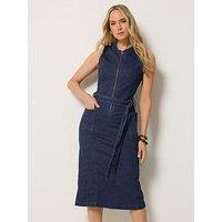Long Tall Sally Sleeveless Zip Front Midi Dress - Blue