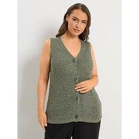 Yours Curve Knitted Waistcoat - Green