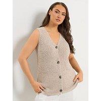 Yours Curve Knitted Waistcoat - Cream