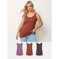 Yours Curve 3 Pack Core Basic Vest Colour - Multi