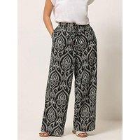 Pixiegirl Petite Tile Print Bead Wide Leg Trousers - Black