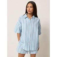 Pixiegirl Petite Stripe Short Sleeve Shirt Containing Linen