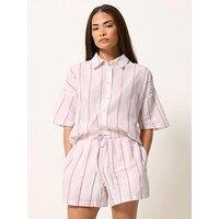Pixiegirl Petite Stripe Shorts Containing Linen - Pink