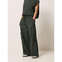 Pixiegirl Petite Cargo Wide Leg Trousers Containing Linen