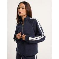Pixiegirl Petite Stripe Quarter Zip Sweat Top - Blue