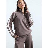 Pixiegirl Petite Stripe Quarter Zip Sweat Top - Purple