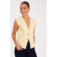 Quiz Yellow Gold Button Sleeveless Cardigan