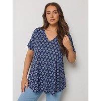 Yours Curve Printed Swing Top - Blue