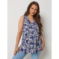 Yours Curve Rib Swing Printed Vest - Purple