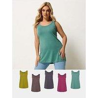 Yours Curve 5 Pack Core Basic Vest Colour - Multi