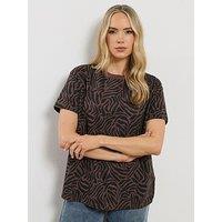 Long Tall Sally Zebra Oversized T-Shirt - Brown