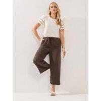 Long Tall Sally Tall Linen Crop Trouser - Brown