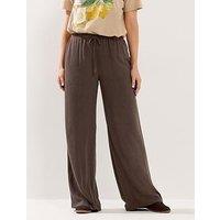 Long Tall Sally Wide Leg Linen Trousers 36" - Brown