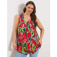 Yours Curve Pleat Front Vest Top - Red