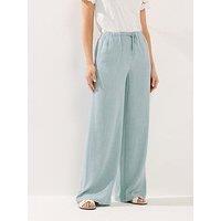 Long Tall Sally Wide Leg Linen Trousers 34" - Brown
