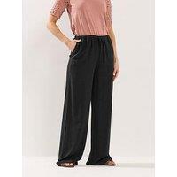 Long Tall Sally Wide Leg Linen Trousers 34" - Black