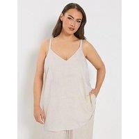 Yours Curve Linen Cami Vest - Cream