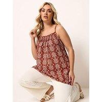 Yours Curve Pleated Cami Vest - Red