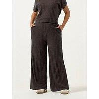 Yours Curve Knitted Wide Leg Trousers - Brown