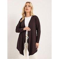 Yours Curve Waterfall Cardigan - Brown