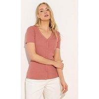 Long Tall Sally Tall Button Through T-Shirt - Pink