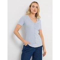 Long Tall Sally Tall Button Through T-Shirt - Blue