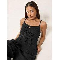 Pixiegirl Petite Cheesecloth Bow Front Cami Top - Black