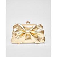 Quiz Gold Bow Clutch Bag