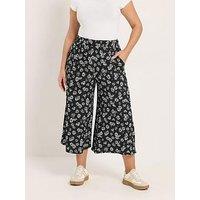 Yours Curve Printed Jersey Culotte - Black