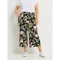 Yours Curve Printed Jersey Culotte - Black