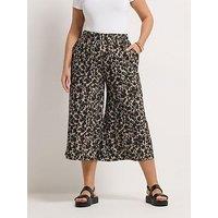 Yours Curve Leopard Printed Jersey Culottes - Brown