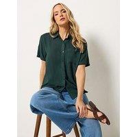 Long Tall Sally Acid Wash Pocket Shirt - Green