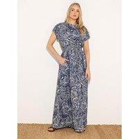 Long Tall Sally Abstract Shirred Waist Dress - Blue