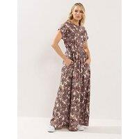 Long Tall Sally Floral Shirred Maxi Dress - Cream