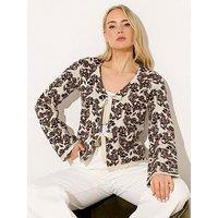 Long Tall Sally Floral Jacquard Cardigan - Cream