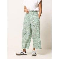 Pixiegirl Petite Daisy Wide Leg Crop Trousers - Green