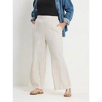 Yours Curve Linen Pull On Wide Leg Trousers