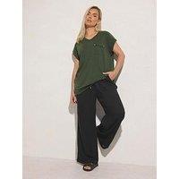 Yours Curve Linen Skinny Waistband Trousers - Black