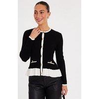 Quiz Black And White Frill Cardigan