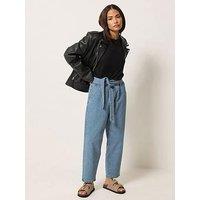 Pixiegirl Petite Belt Paperbag Barrel Jeans