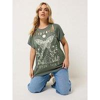 Yours Curve Placement Laser Cut T-Shirt - Green